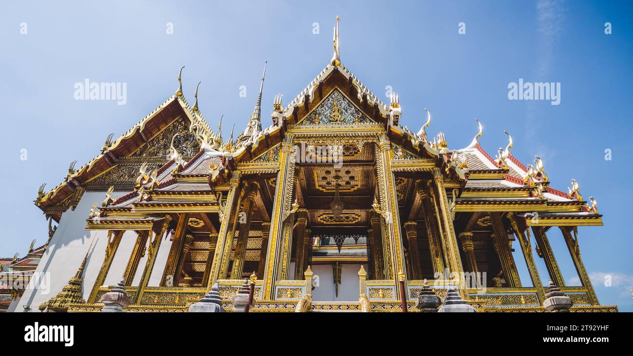 An aerial view of the stunning architecture of the Grand Palace in Bangkok, Thailand. Stock Photo