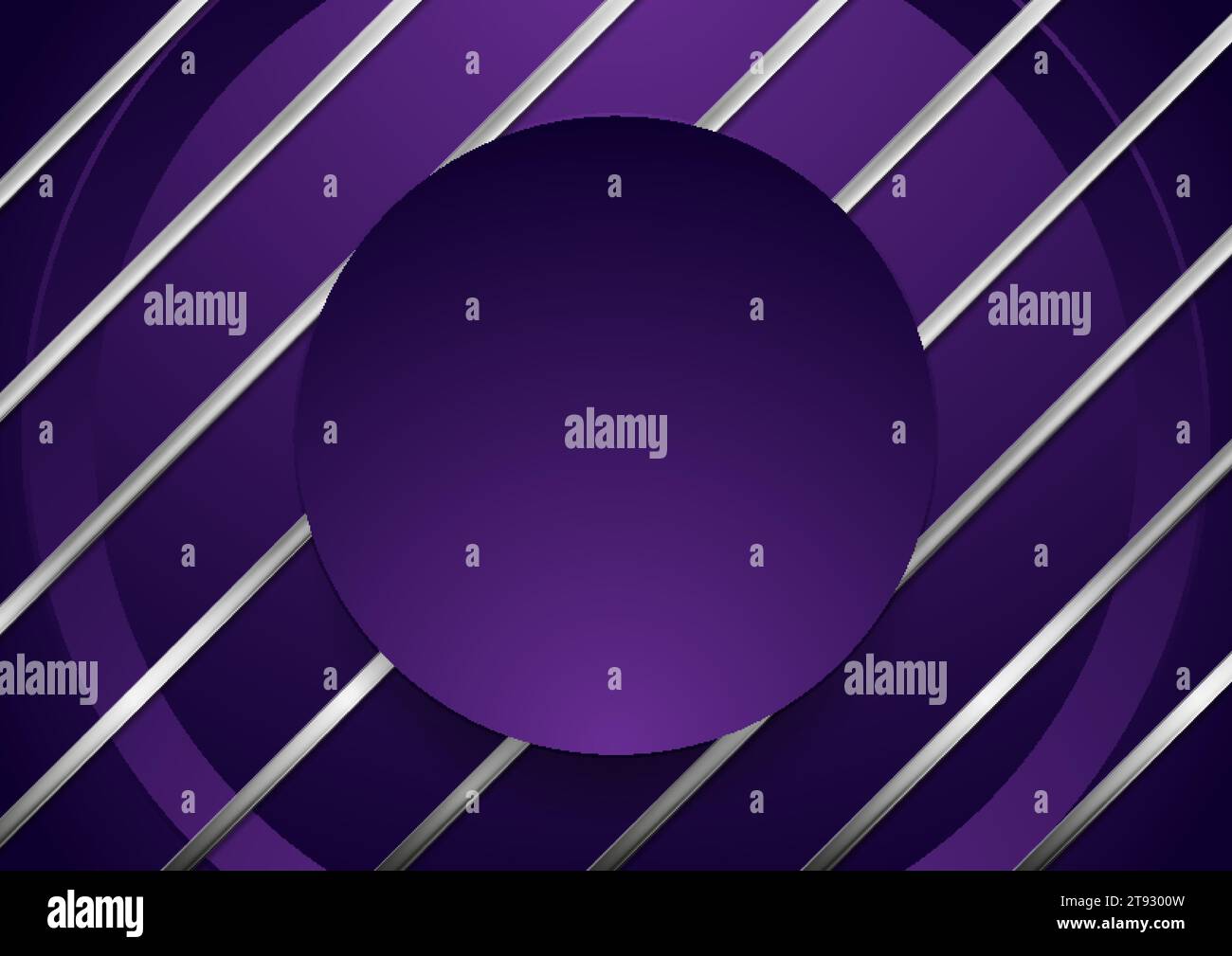 Technology violet round abstract background with metallic stripes. Geometric vector design Stock Vector