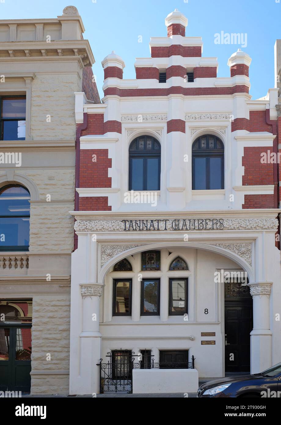 Tannatt Chambers, Architectural details of Fremantle's West End buildings High Street late Victorian and Edwardian architecture Stock Photo