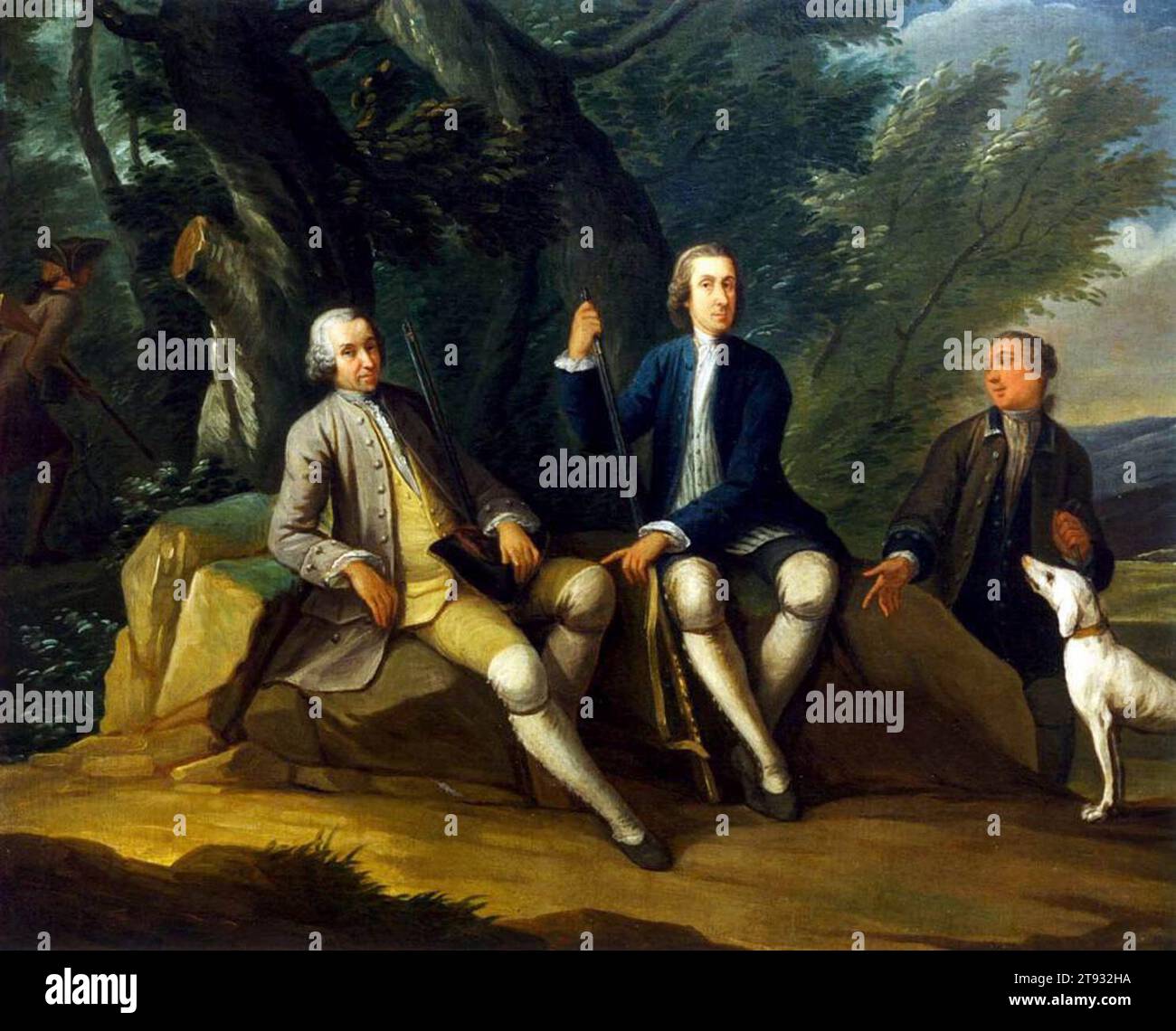 A Sporting Conversation Piece c. 1730 by Joseph Van Aken Stock Photo