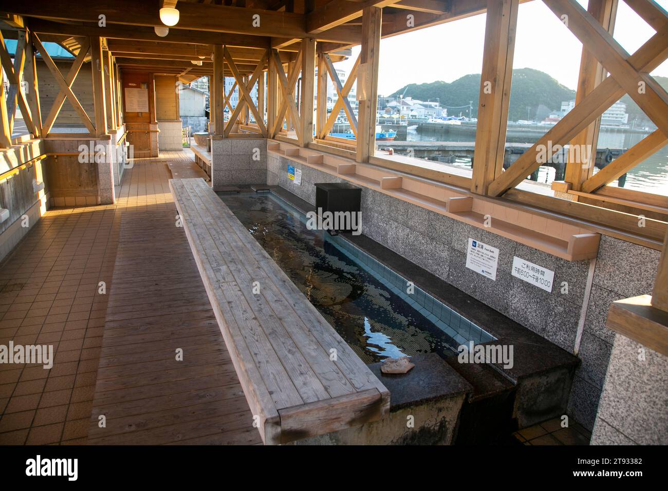 Nachikatsuura, Japan; 1st October 2023: Traditional Japanese foot bath in the city of Katsuura in Wakayama. Stock Photo