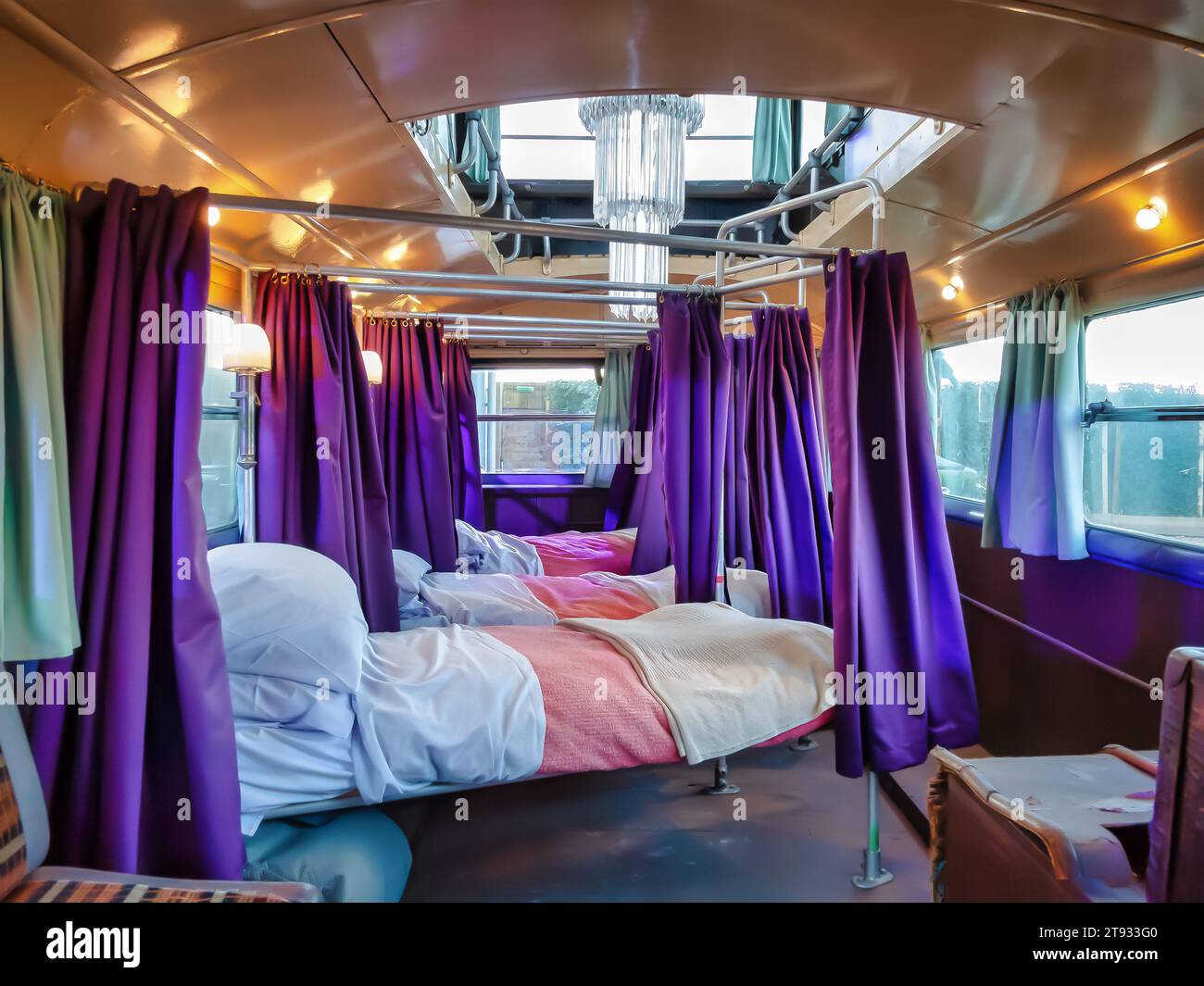 Inside the magical Knight bus Sleeping quarters, taken at the Harry Potter Studio Tour Stock Photo