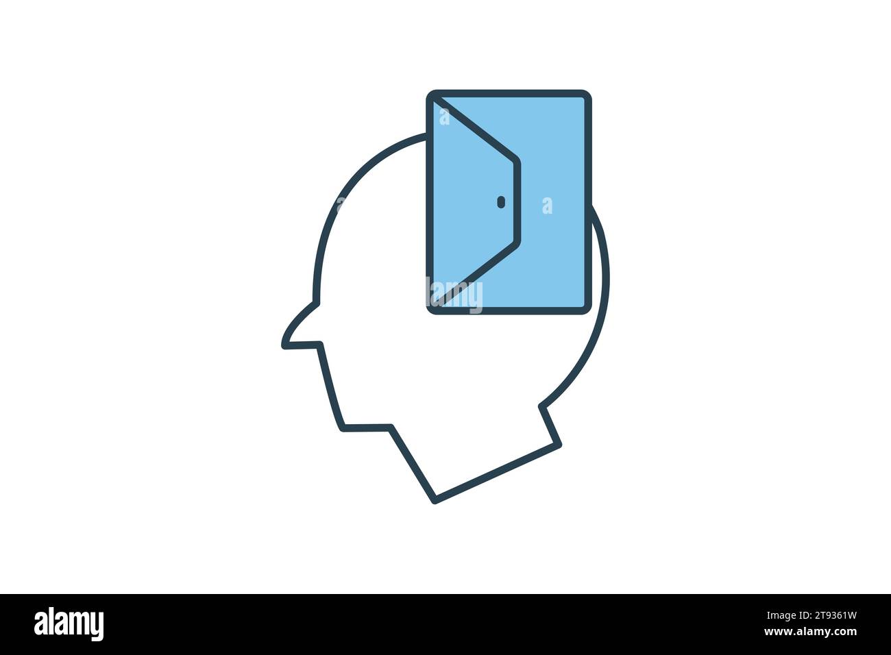 openness icon. head with open door. flat line icon style. simple vector design editable Stock Vector