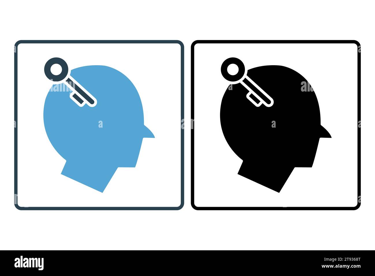 key ability icon. head with key. solid icon style. simple vector design editable Stock Vector