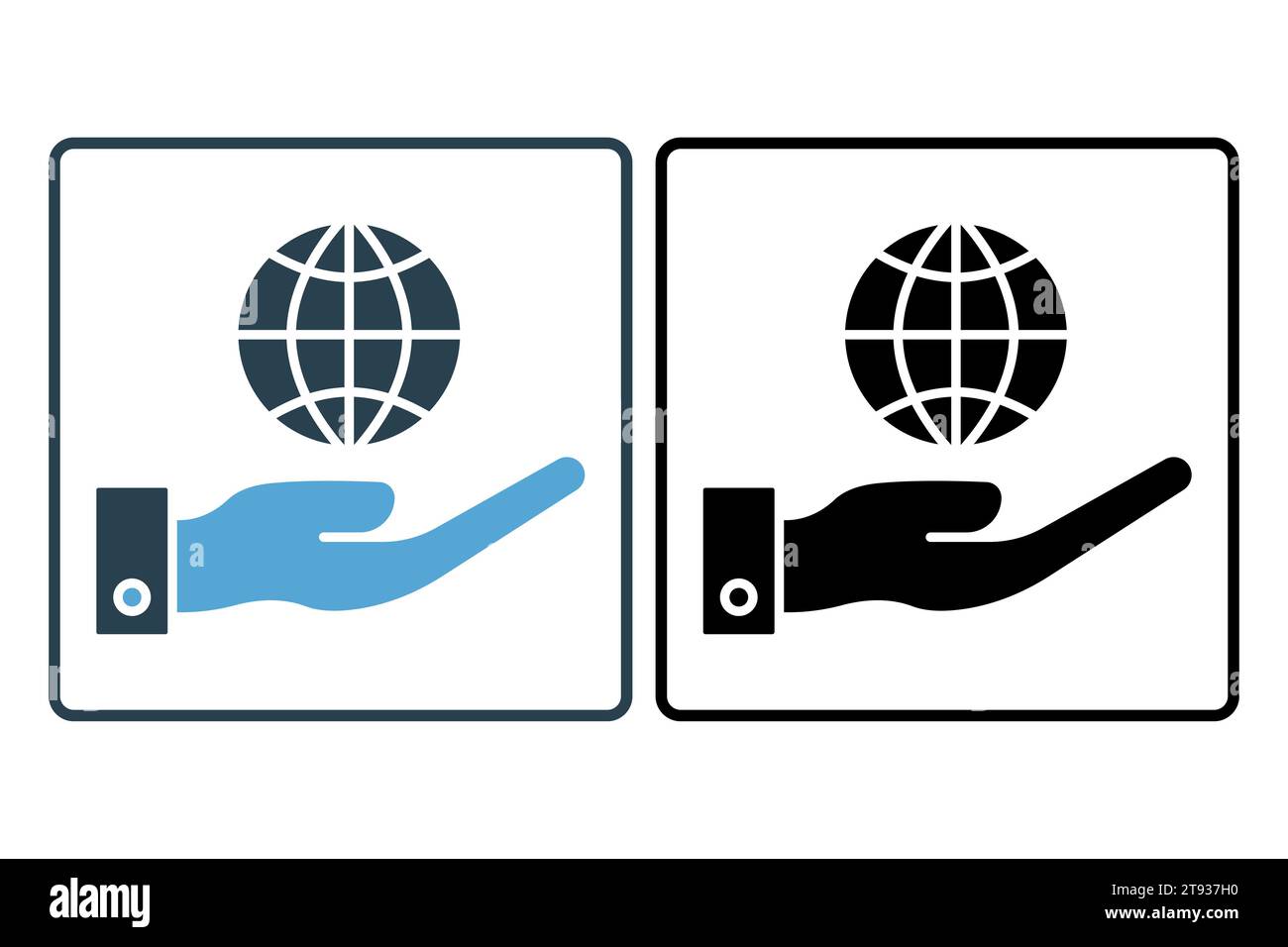 responsibility icon. hand and earth. solid icon style. simple vector design editable Stock Vector