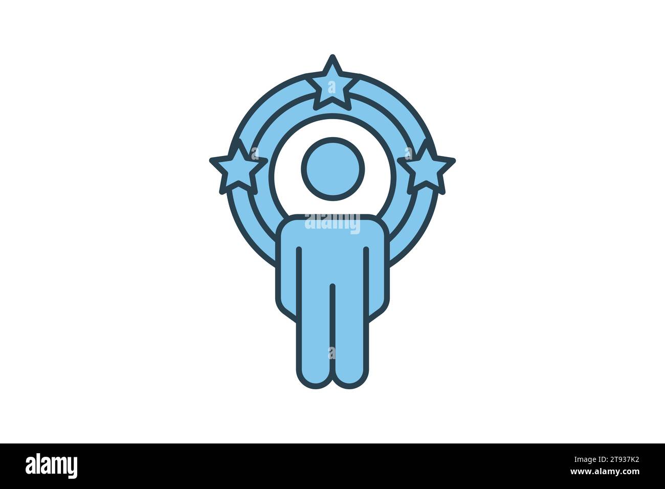 influencer icon. human in circle and star. flat line icon style. simple vector design editable Stock Vector