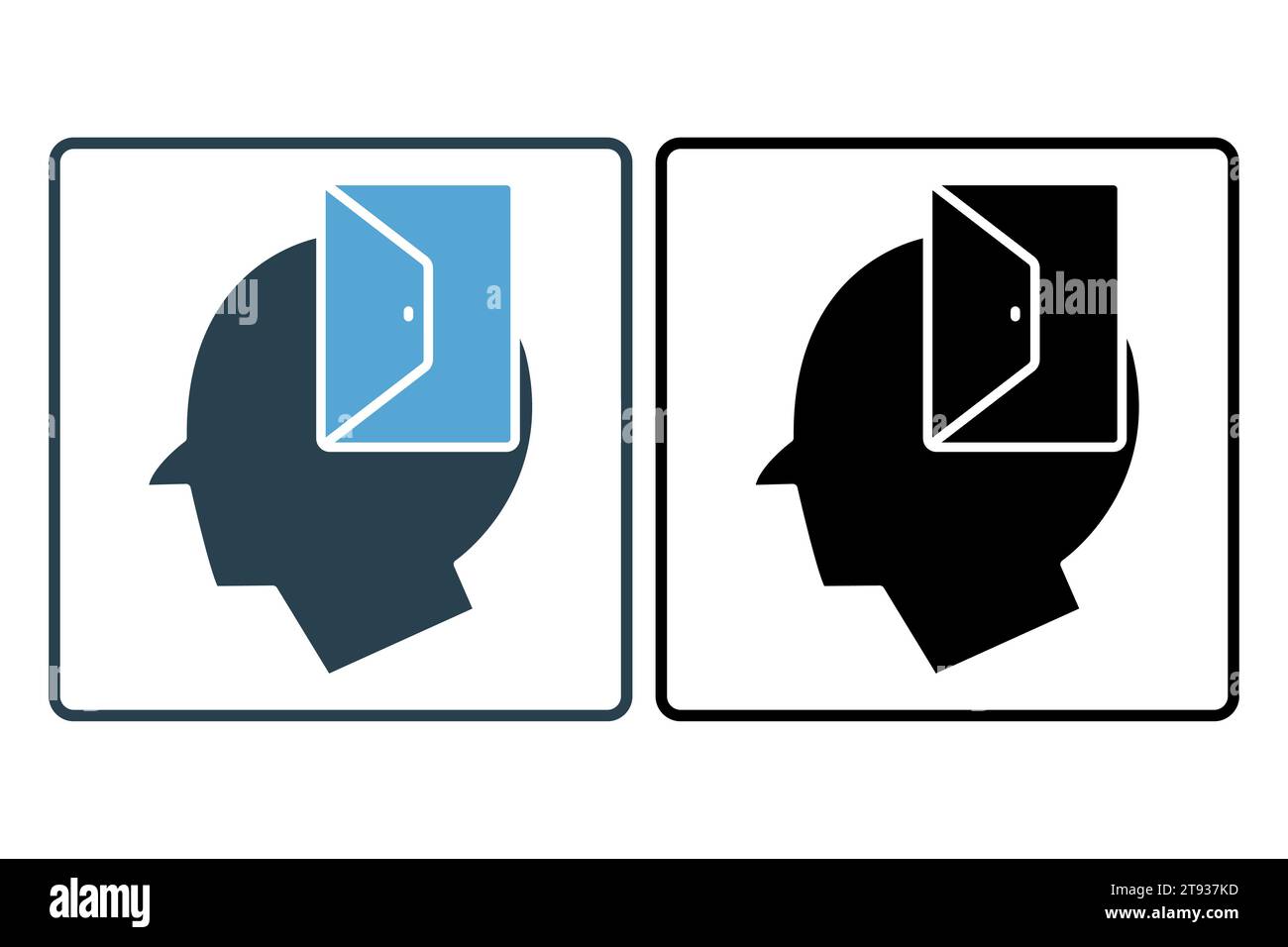 openness icon. head with open door. solid icon style. simple vector design editable Stock Vector