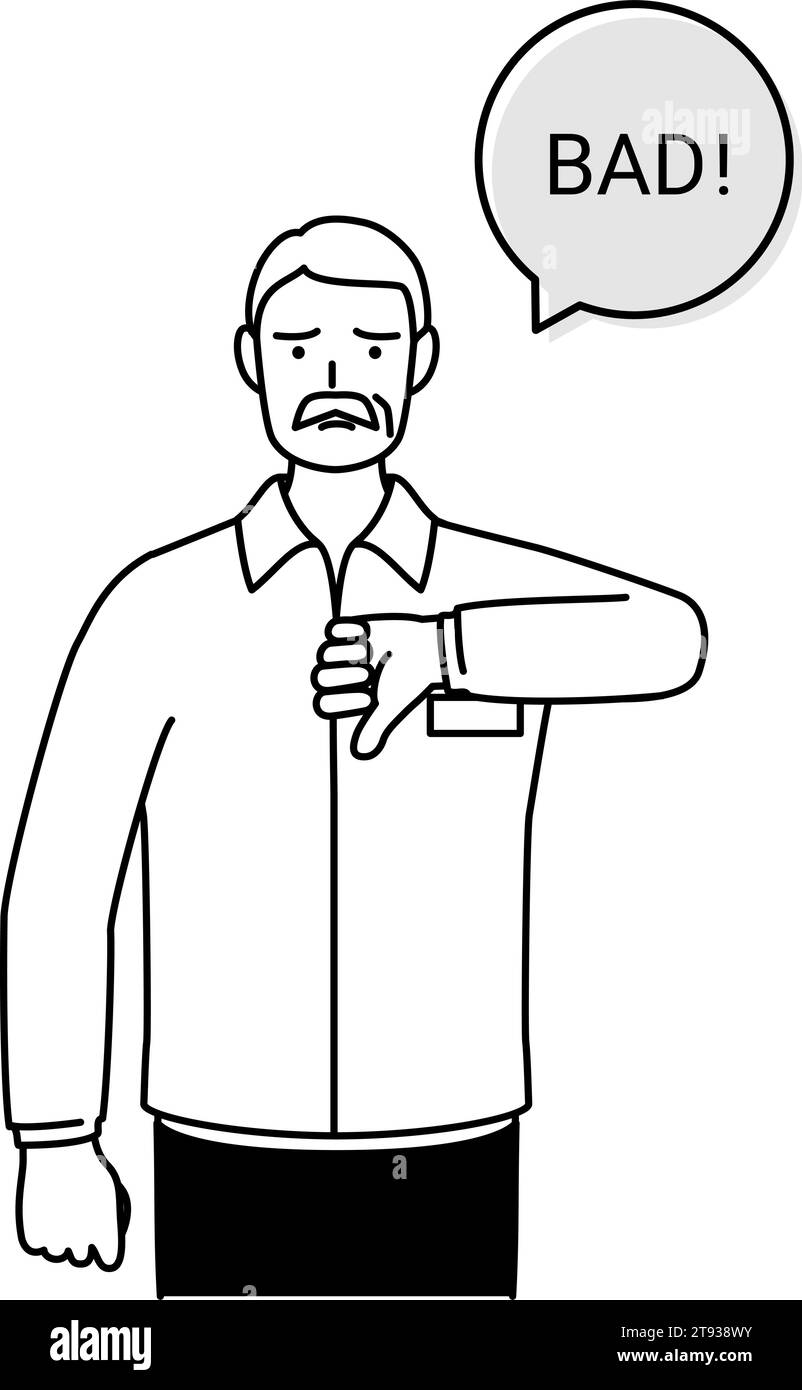 BAD gesture, senior white man with thumbs down, Vector Illustration Stock Vector Image & Art Alamy
