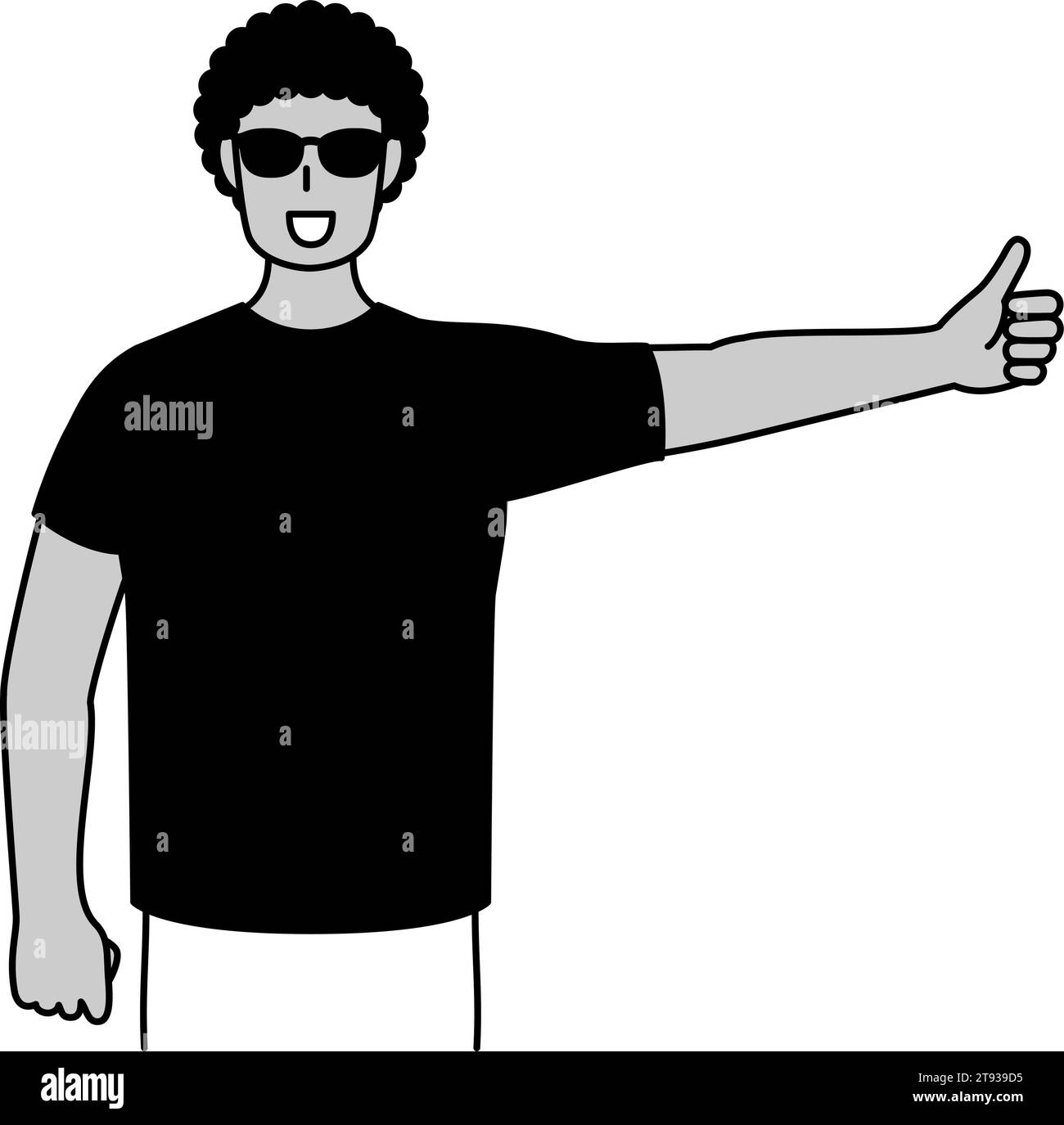 Young Black Man hitchhiking with thumbs up, Vector Illustration Stock Vector Image & Art Alamy