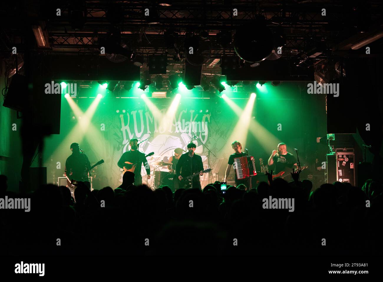 Celtic punk band originally from Australia, The Rumjacks, performing live at SO36 in Berlin, Germany. Stock Photo