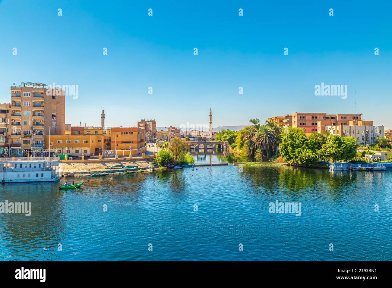 View of Esna from the Nile. Cruise on the Nile. Esna, Egypt – October 20, 2023 Stock Photo