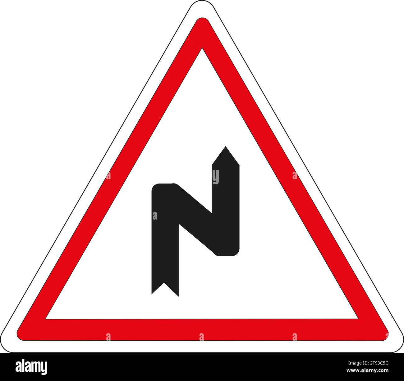 Road sign: Succession of bends, first right Stock Photo