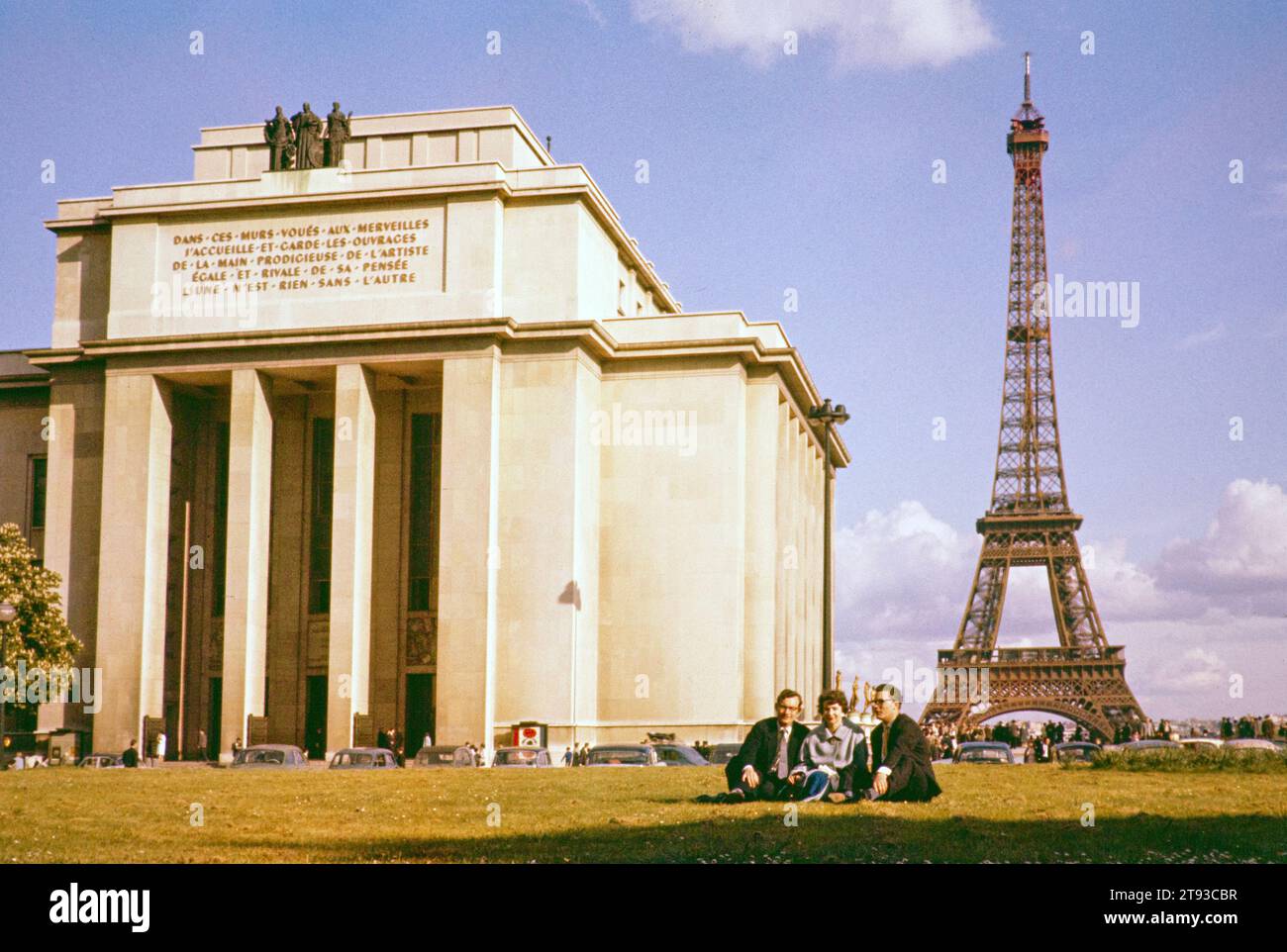 Musée de l'Homme museum and Eiffel Tower, Paris, France, early 1960s Stock Photo