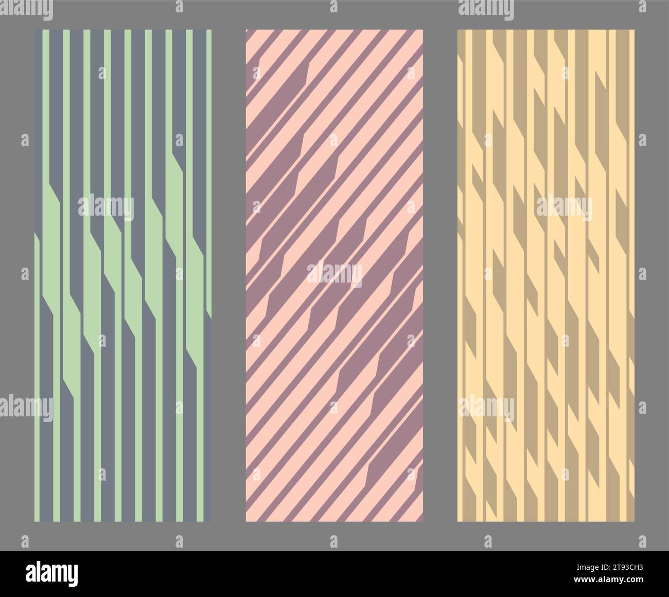 A set of geometric patterns of parallel lines. Template for postcards ...