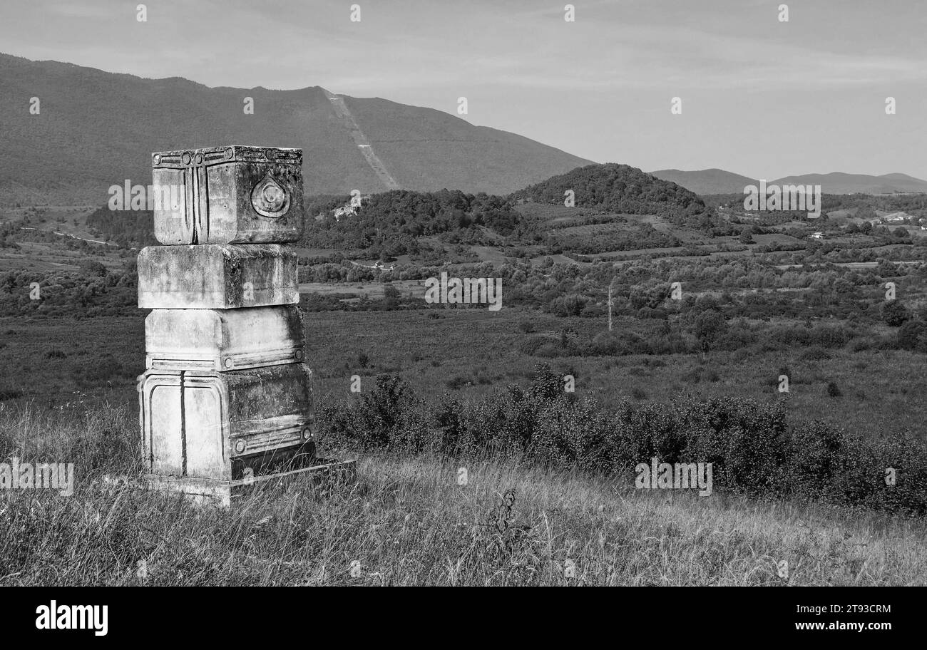 The Garavice Memorial Park for the Victims of Fascist Terror, a Yugoslav-era WW2 partisan monument in Bihac in the Una-Sana Canton, Bosnia Stock Photo