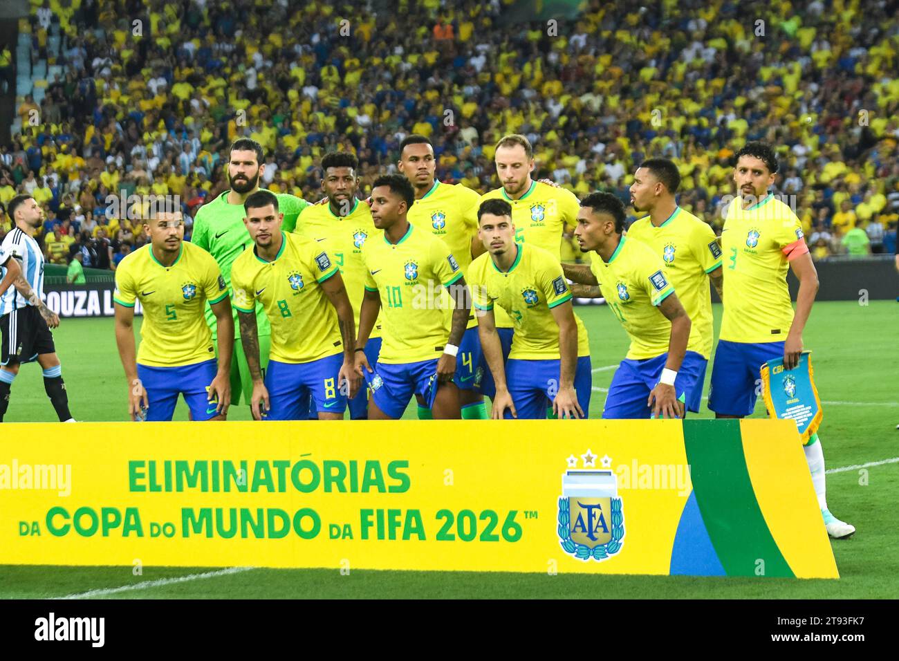 Rio, Brazil - November, 21, 2023, team poster player in match betweenBrazil x Argentina in the sixth round of the FIFA World Cup qualifiers at Maracan Stock Photo