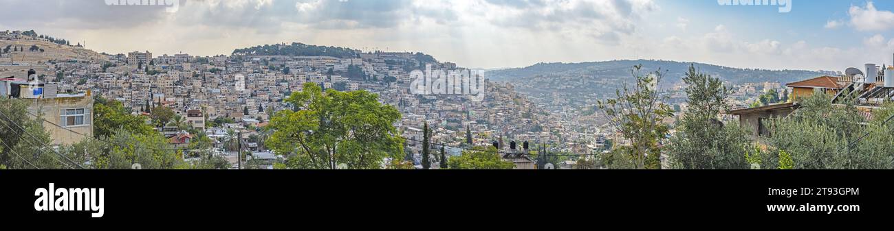 Panorama of the city of Jerusalem from the Temple Mount. Israel Stock Photo