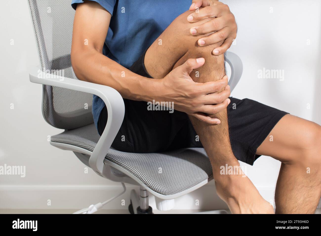Man having leg muscle pain Stock Photo