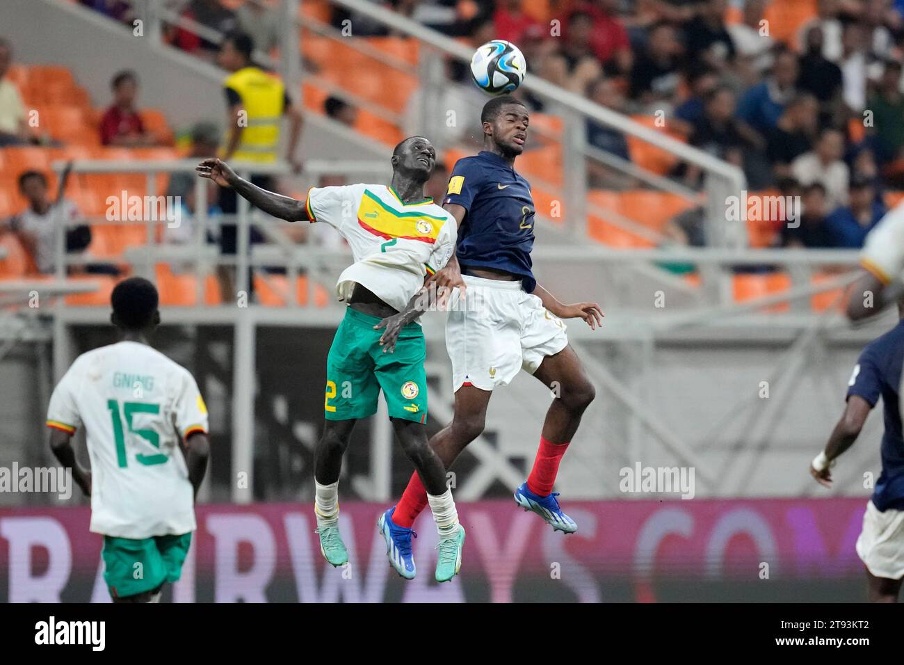 France' Yvann Titi, right, battles for the ball against Senegal's Clayton  Diandy during their FIFA U-17 World Cup round of 16 soccer match at Jakarta  International Stadium in Jakarta, Indonesia, Wednesday, Nov.