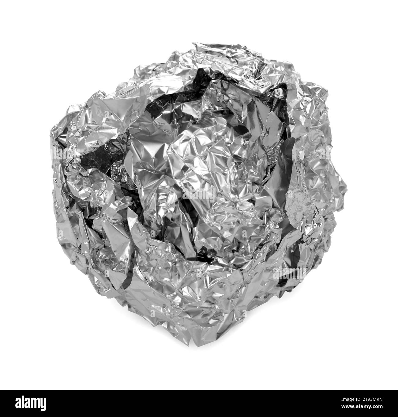 Crumpled ball of aluminum foil isolated on white Stock Photo Alamy
