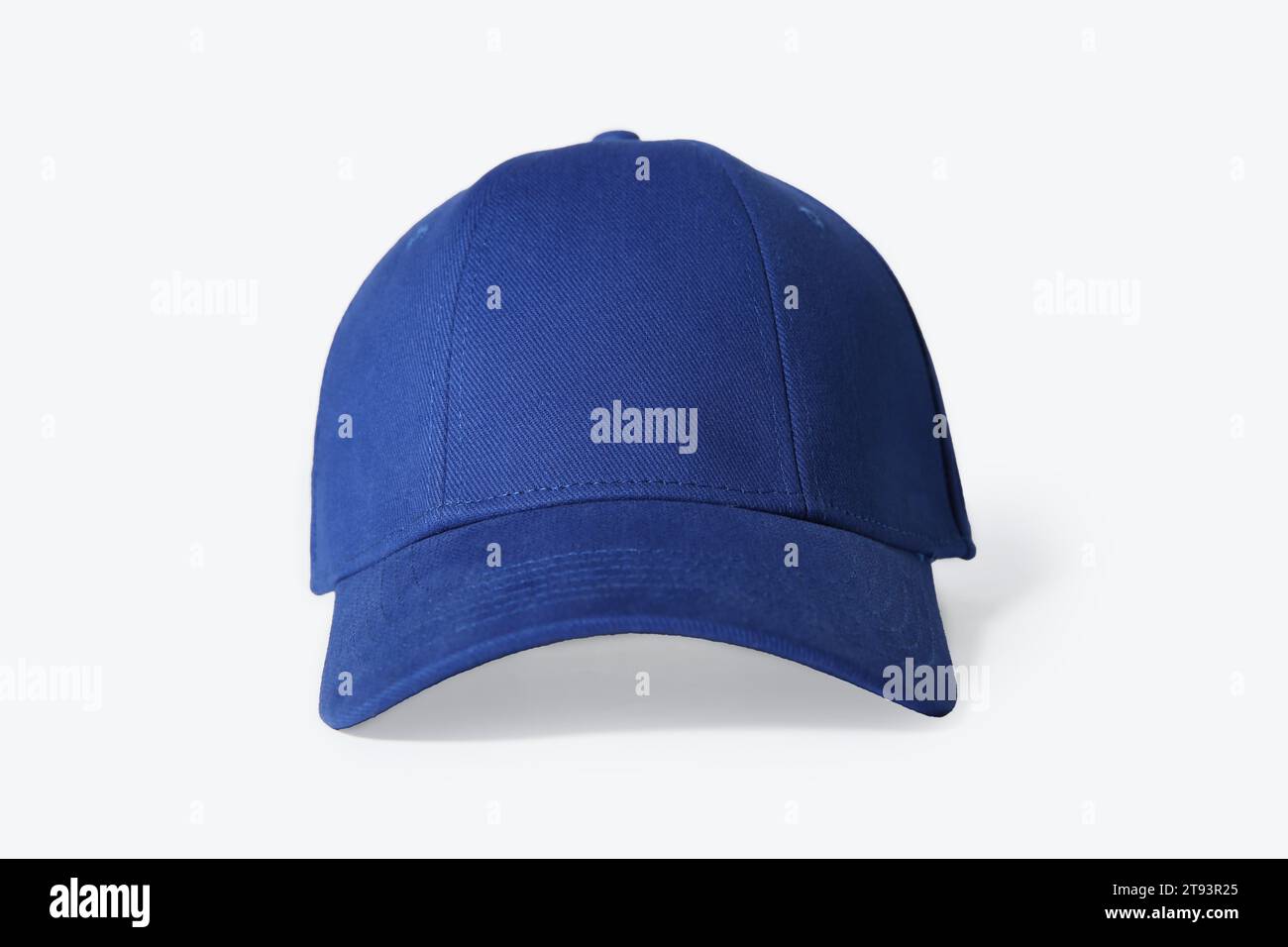 Stylish blue baseball cap on white background Stock Photo - Alamy