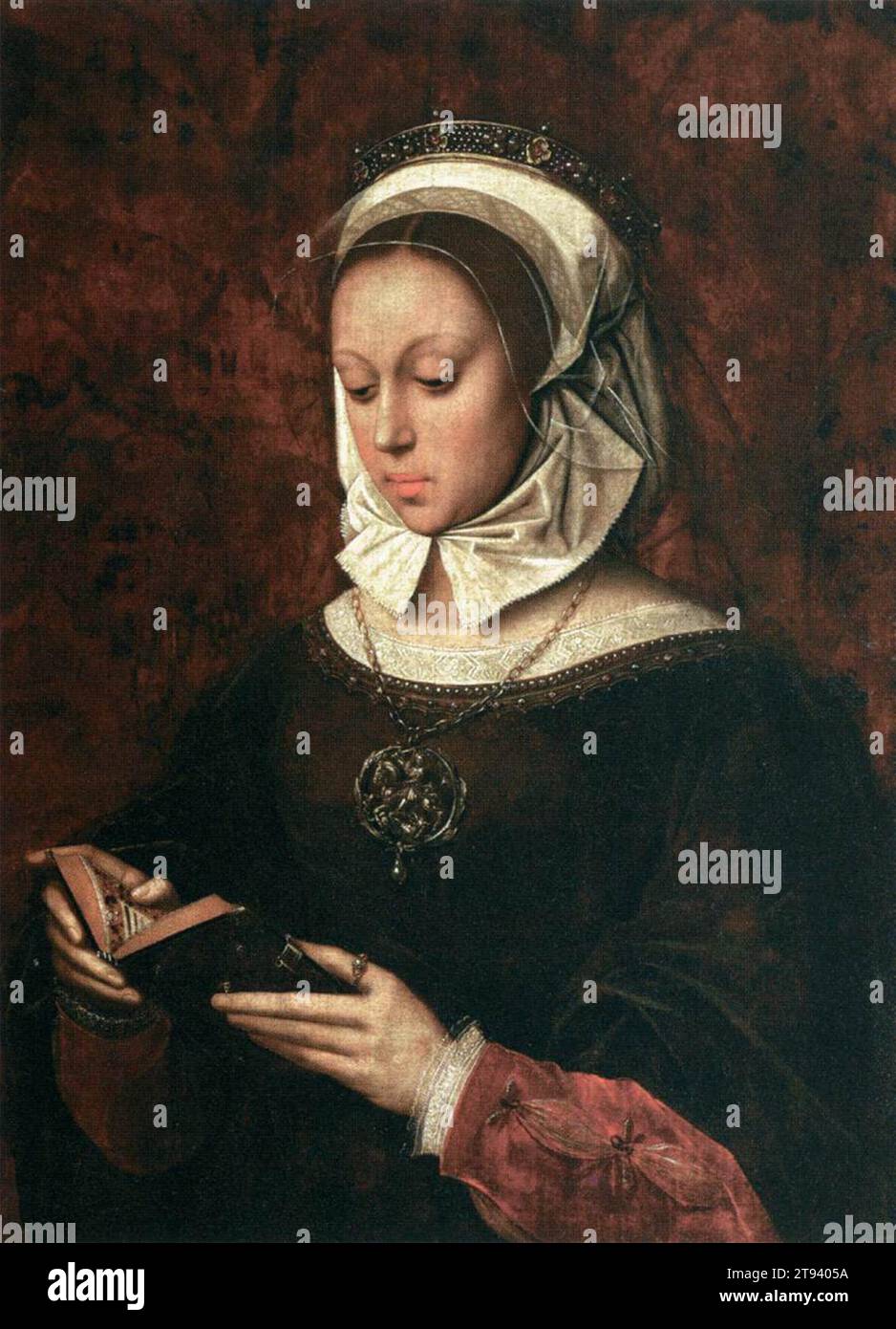 Young Woman in Orison Reading a Book of Hours 1520s by Ambrosius Benson Stock Photo