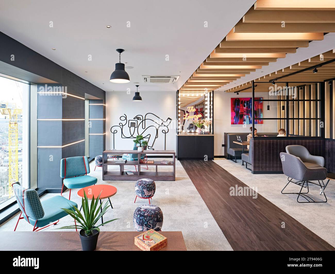 Multipurpose lounge on upper floor. Altus House, Leeds, United Kingdom. Architect O'Connell