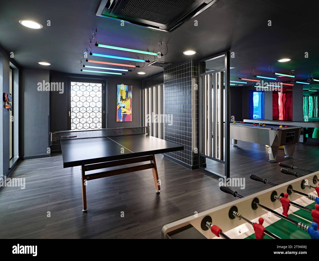 The Arcade game room. Altus House, Leeds, United Kingdom. Architect