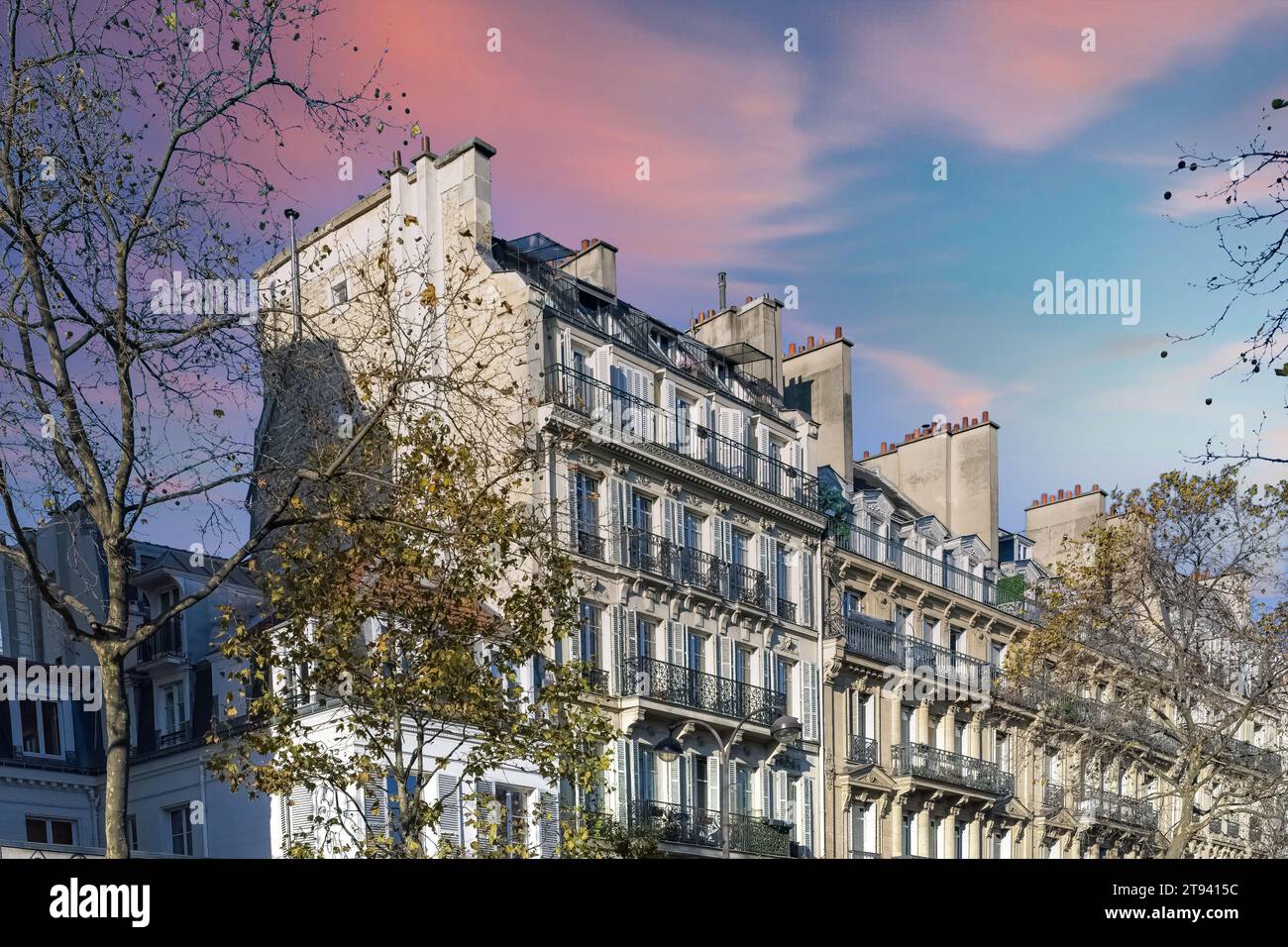 Paris, beautiful buildings, boulevard Beaumarchais, in the 11e arrondissement Stock Photo