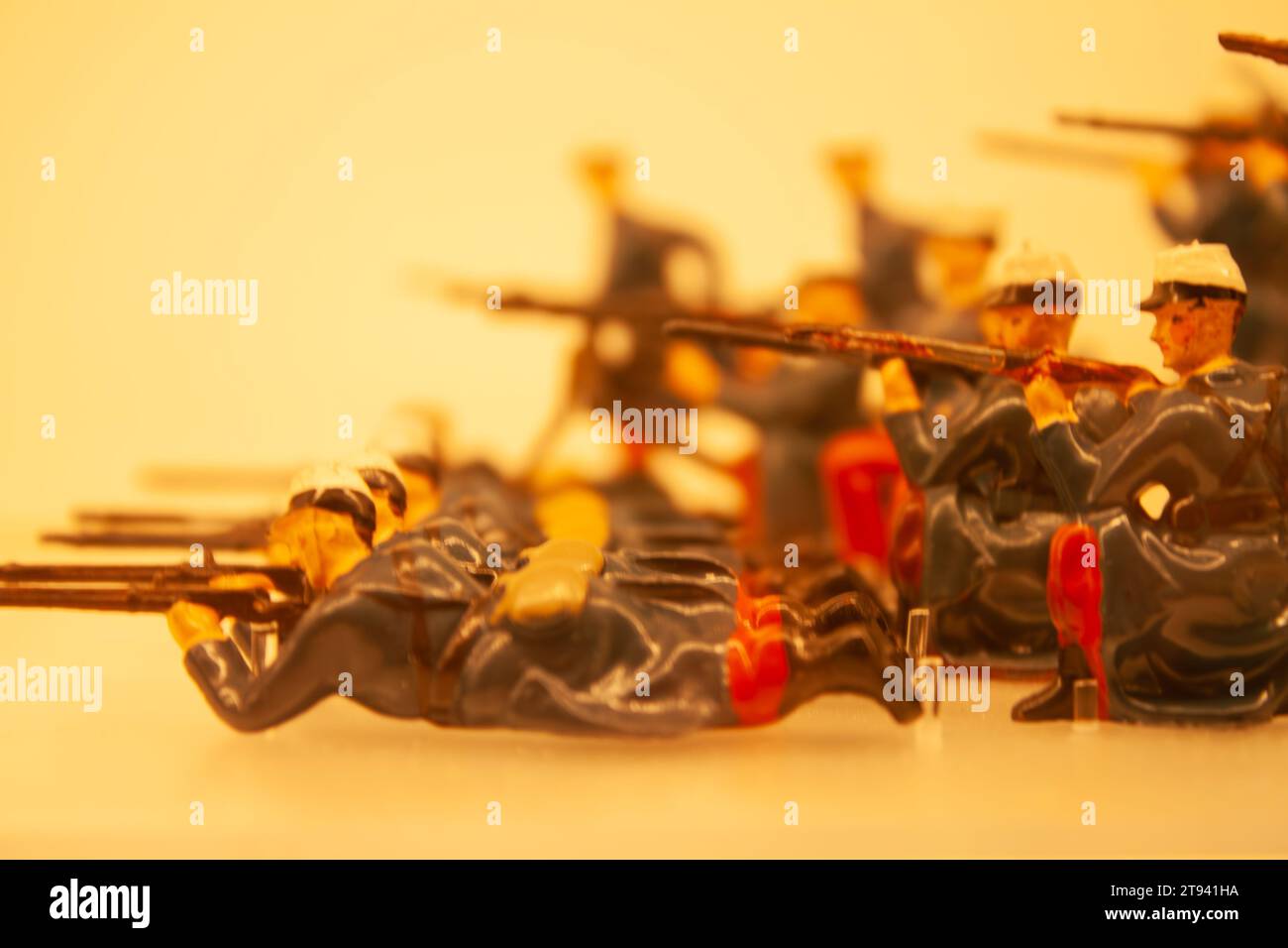 Toy soldiers in formation Stock Photo