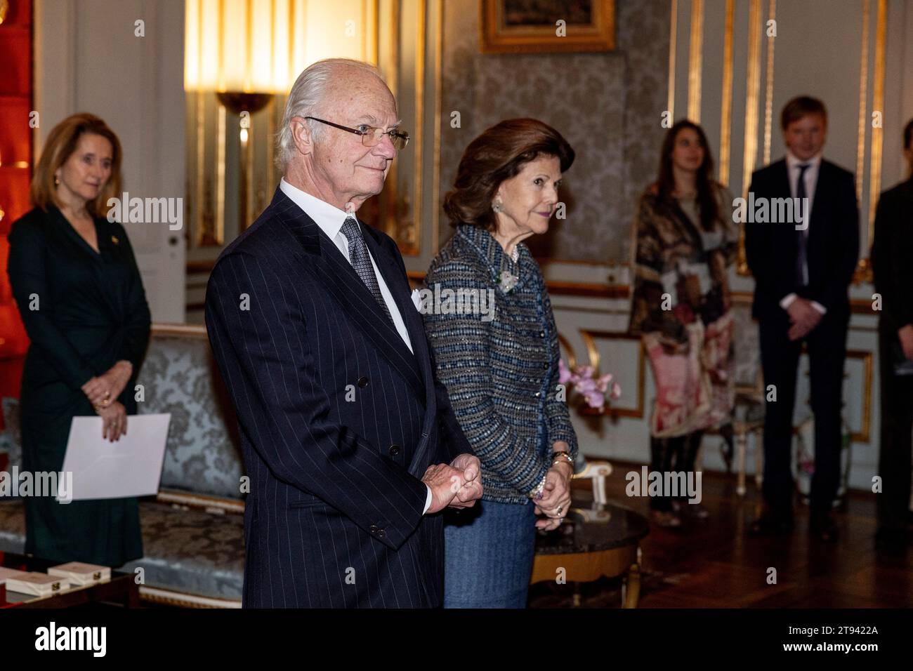 Stockholm, Sweden. 22nd Nov, 2023. STOCKHOLM 20231122King Carl Gustaf and Queen Silvia hand out the Prince Eugen medal at Stockholm Palace. Photo: Christine Olsson/TT/Code 10430 Credit: TT News Agency/Alamy Live News Stock Photo