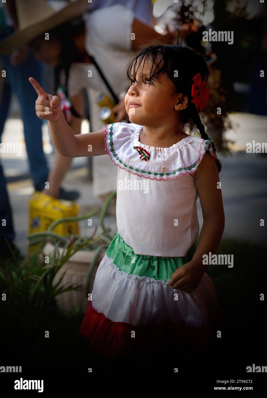 Young girl at Revolucion parade Stock Photo
