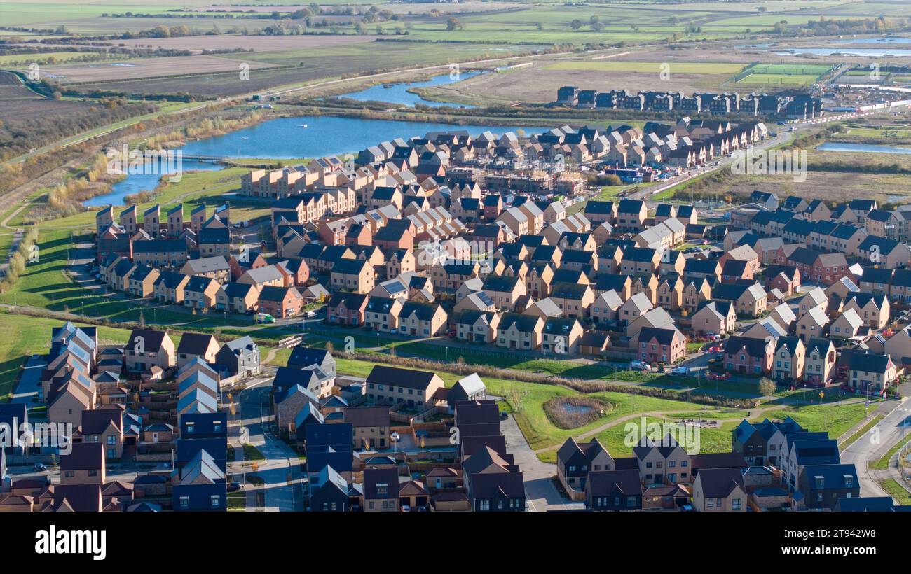 Picture dated November 20th 2023 shows a general view of Northstowe in Cambridgeshire,Englands biggest new town.  England's biggest new town still has Stock Photo