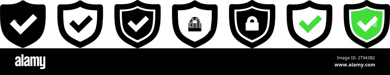 Shield icons set. Shield check icon set. Vector illustration Stock ...