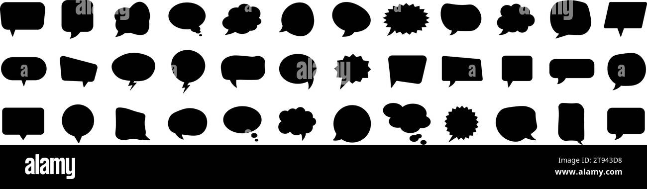 Speech bubble icon set. Silhouette style. Vector illustration Stock ...