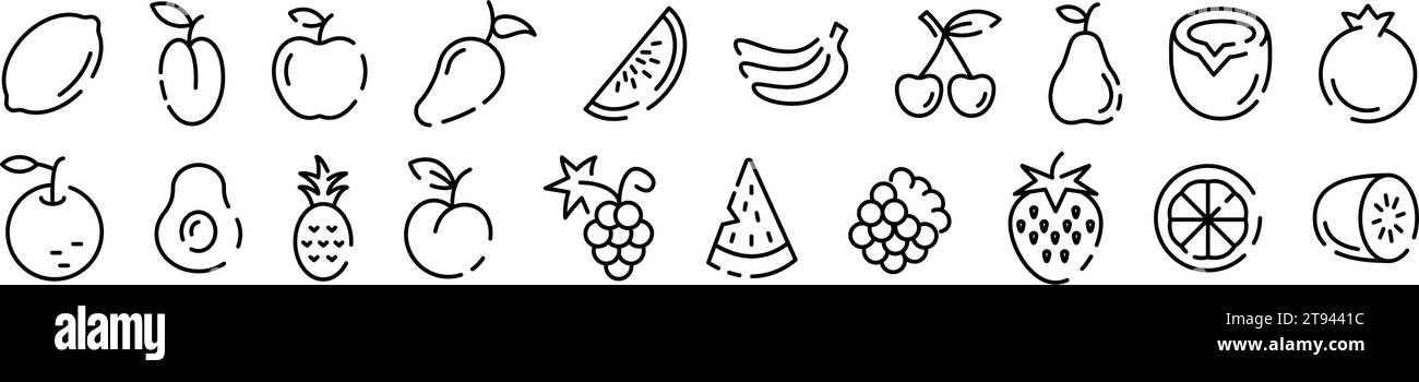 Fruit icon set. Linear style fruit set Stock Vector Image & Art - Alamy