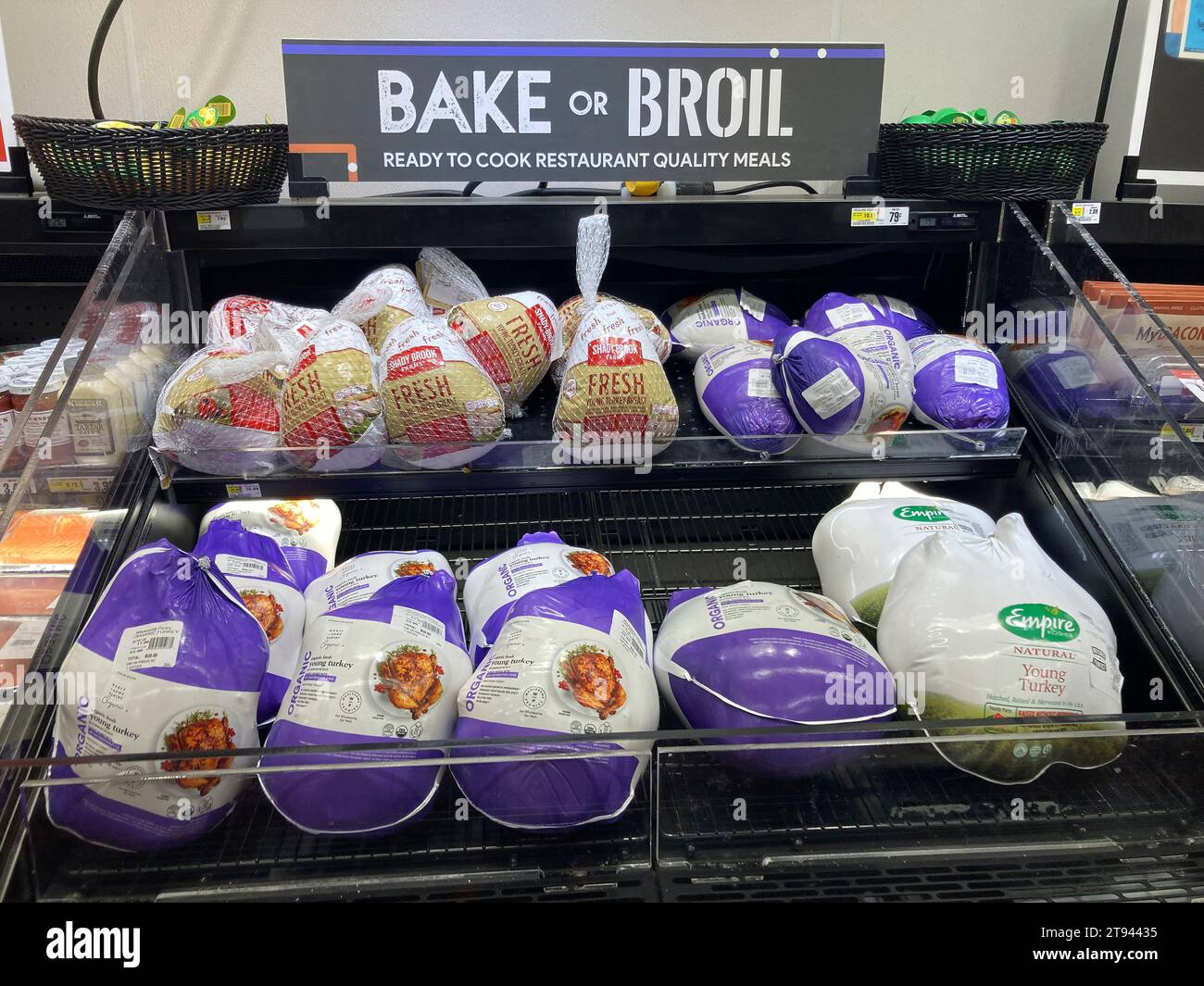 Frozen turkeys for sale in a supermarket in New York on Thursday