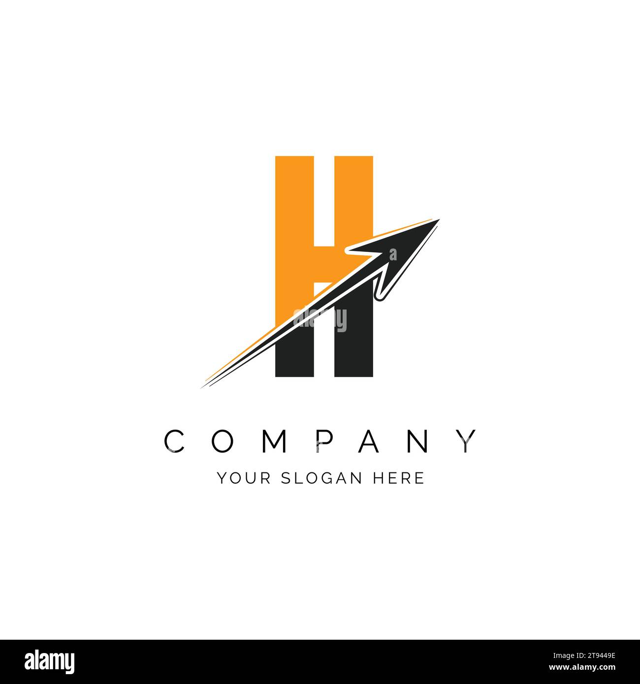 H Letter with Arrow Logo Template Illustration. H Alphabet Concept Design Modern Vector Monogram Icon Stock Vector