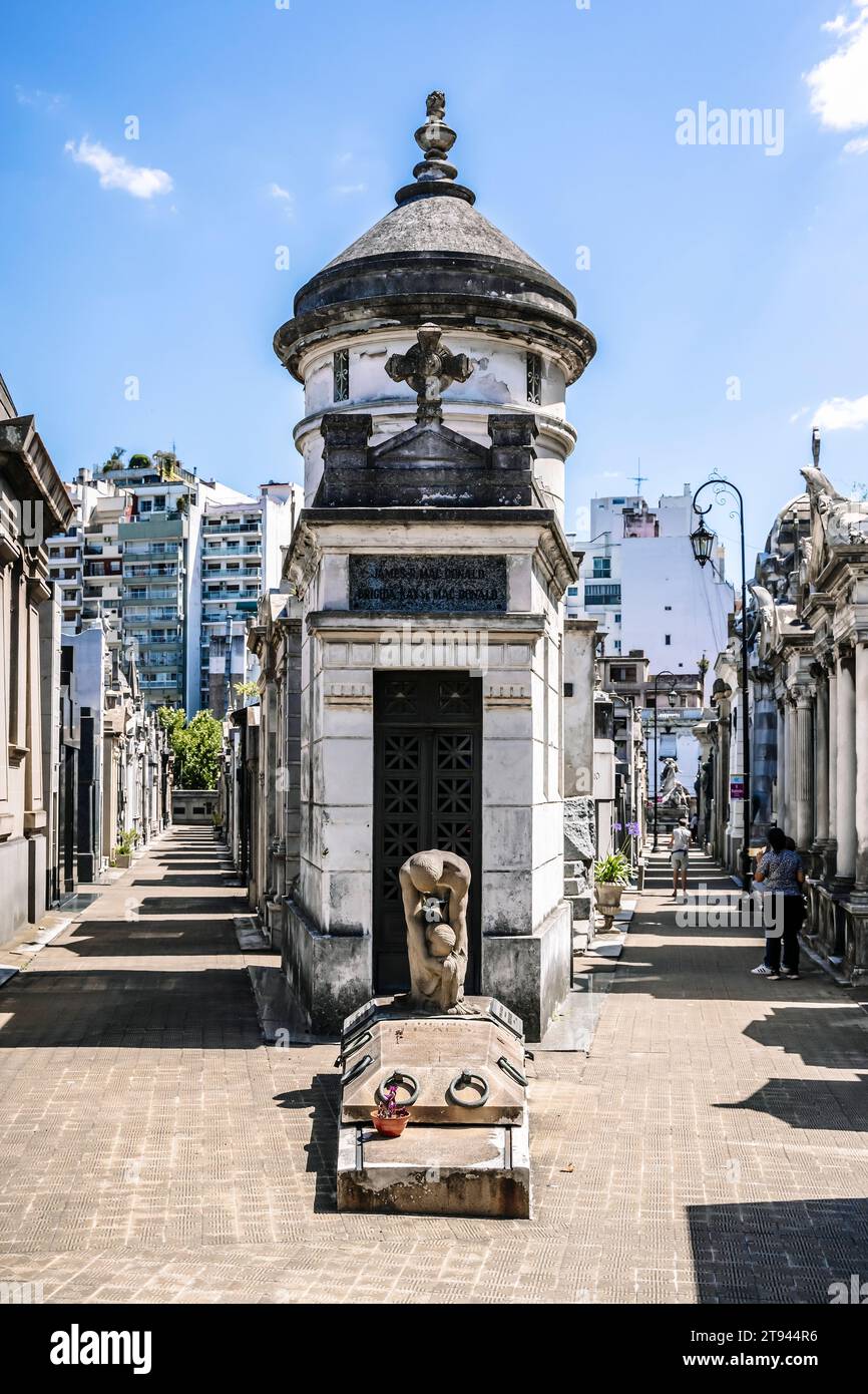 Buenos Aires, Argentina - October 30, 2023: Recoleta Cemetery Buenos Aires. Historical cemetery in Argentina. Travel, sights. High quality photo Stock Photo