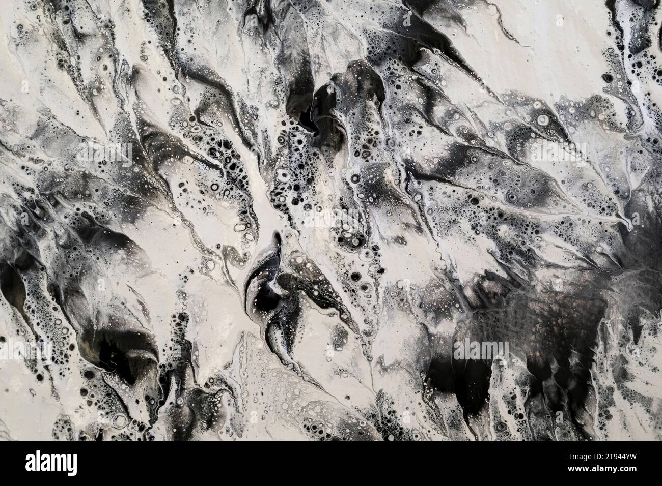 Background created with black and white acrylic paint forming a ...