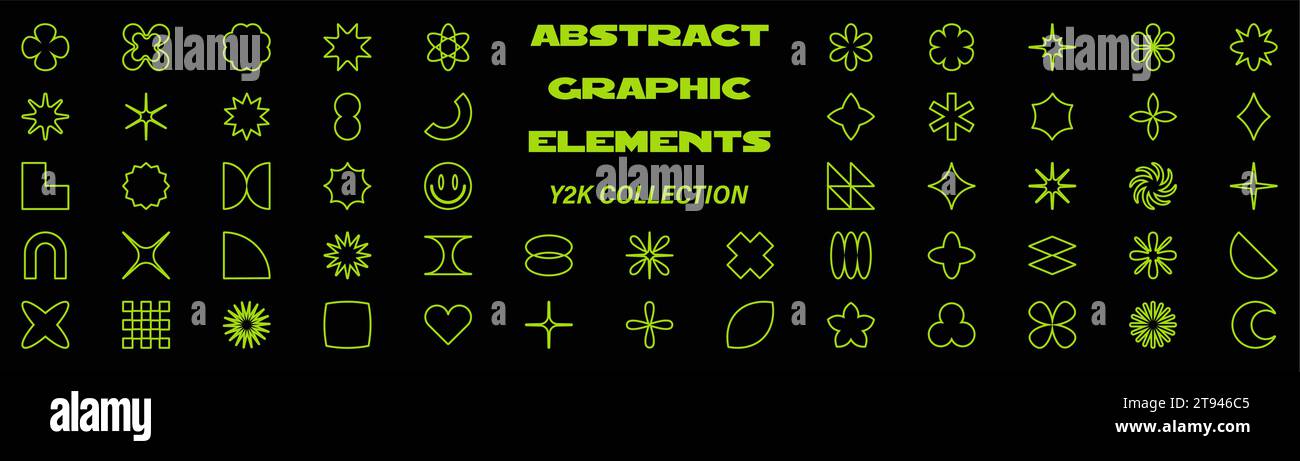 Set abstract geometric elements. Brutalist geometric shapes collection. Vector illustration. Stock Vector