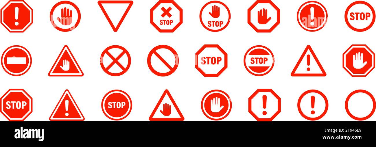 Set stop red sign icons set. Set of prohibition sign. Vector ...