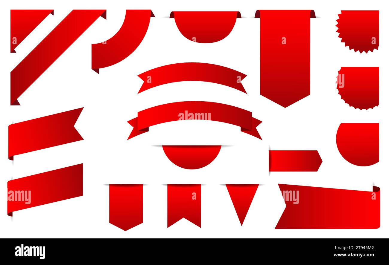Set of old ribbon banners. Set of red holiday banners variations ...