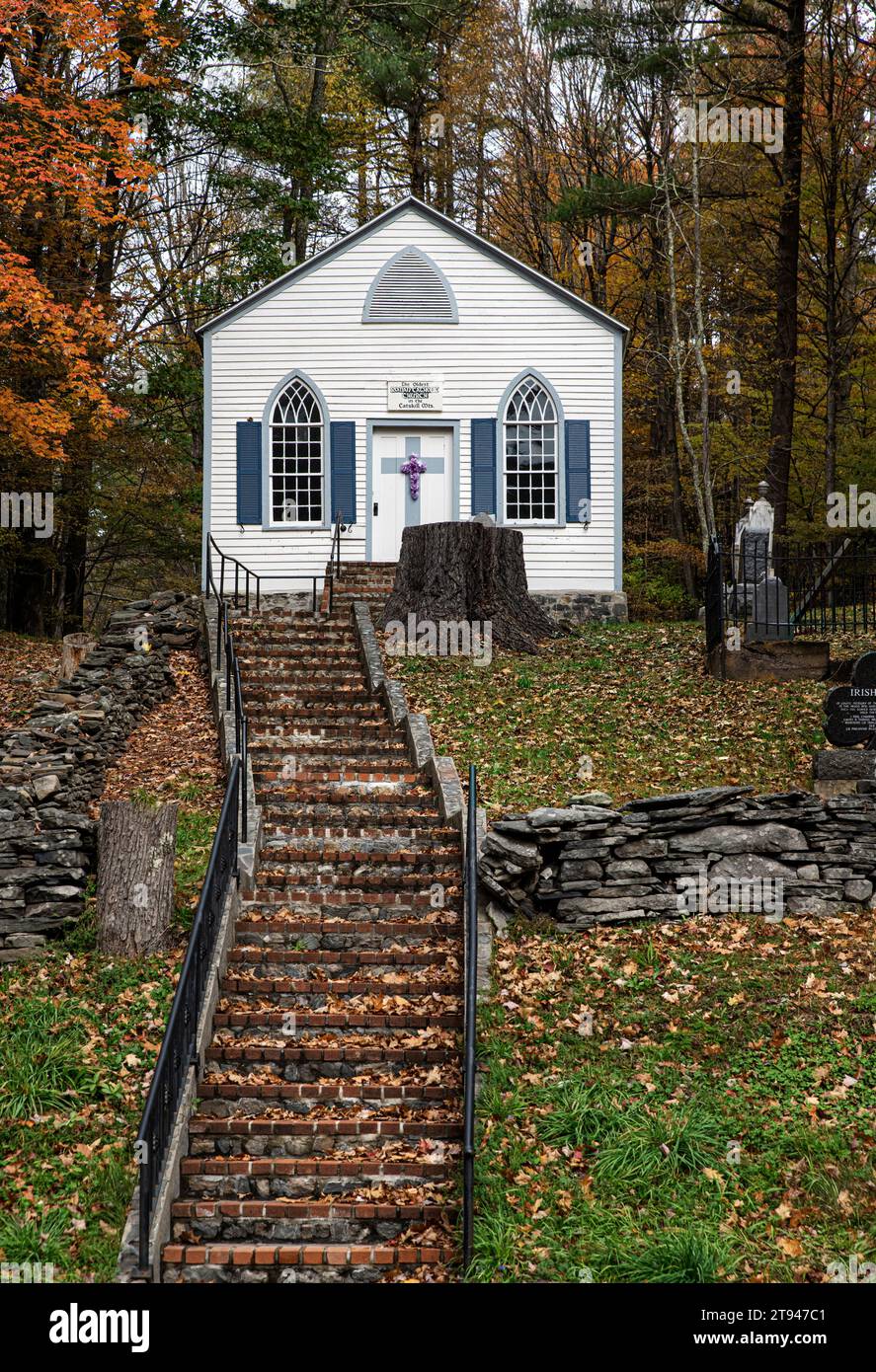 St Joseph's Chapel, circa 1800. The oldest Catholic Church in the Catskill Mountains. Stock Photo