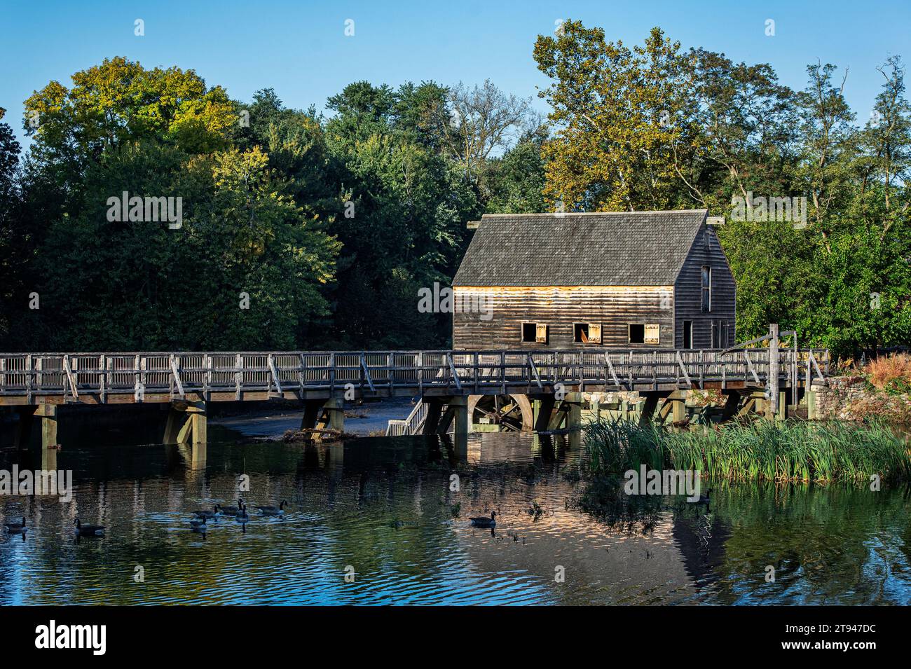 Historic Philipsburg Manor water mill. Stock Photo