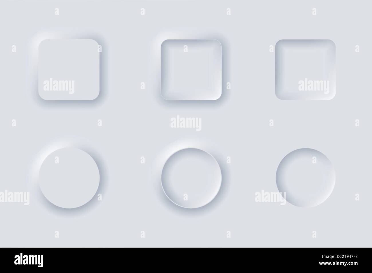 Neumorphism button design set vector illustration. White elegant ...