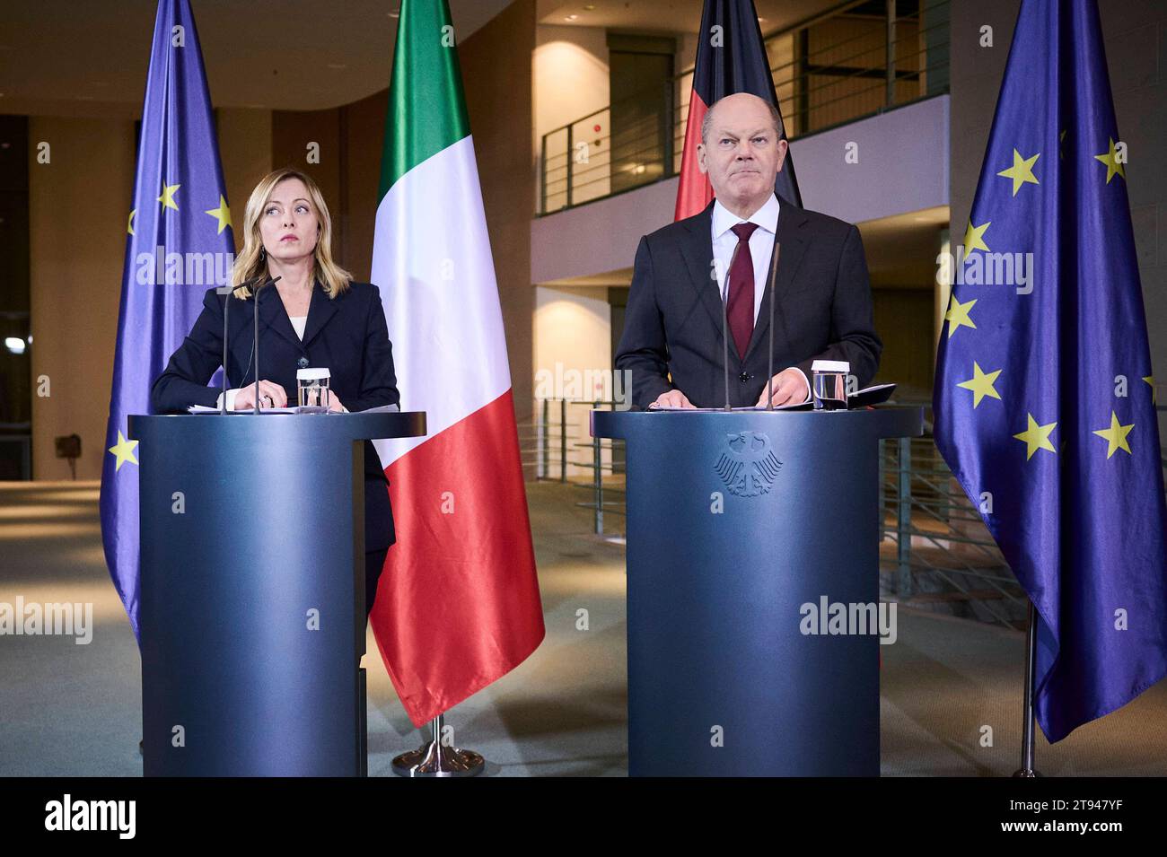 Berlin Pressekonferenz Von Olaf Scholz Und Giorgia Meloni 