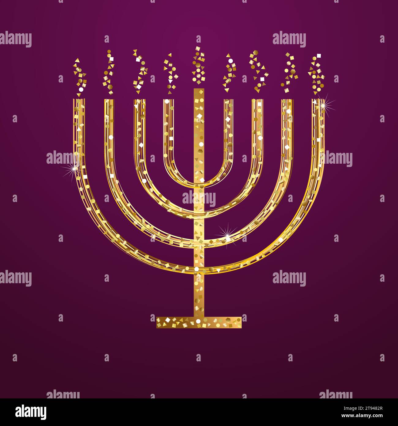 Golden candle. Religious symbol. Glittering shiny design. Happy