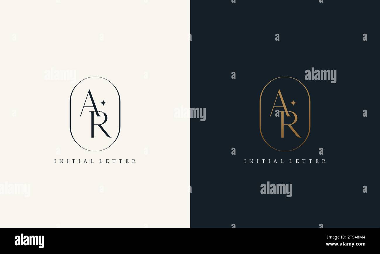 Premium AR Logo Monogram With Gold Circle Frame Luxury Initials Design 