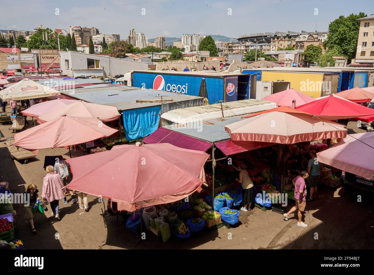 Marktstände, Dezerter Markt, Dezerter Bazaar, Stadtteil Didube, Tiflis, Tiblissi, Tiblisi, Georgien Stock Photo